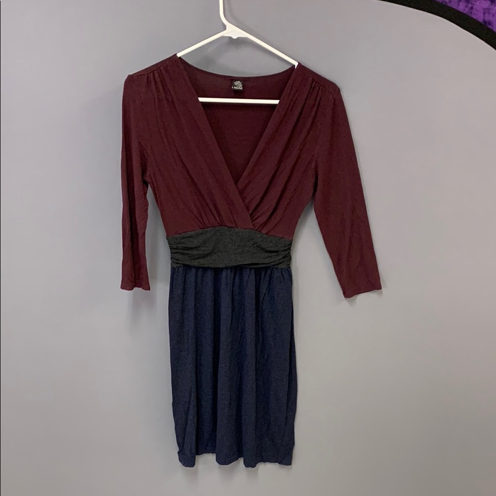 Elegant Burgundy and Navy Dress